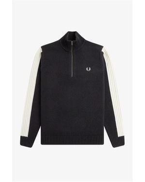 Fred Perry Knitted Half Zip Crew Neck Jumper - Black