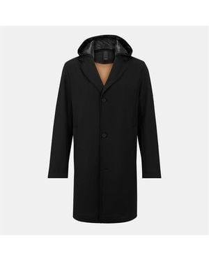 BOSS P-Cam-J-Hood Water-Resistant Hooded Trench Coat - Black