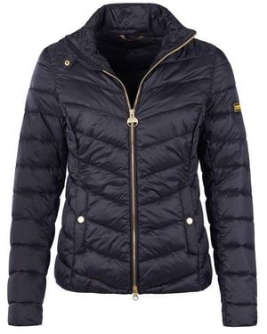 Barbour Auburn Quilted Long Sleeve Funnel Neck Slim Fit Short Puffer Jacket - Black