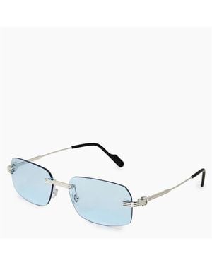 Cartier Ct0271S Rimless Rectangular Sunglasses - Blue