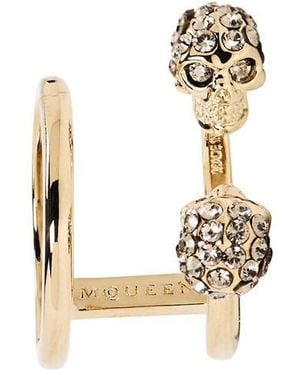 McQueen Skull Brass Double Ring - Metallic