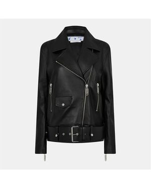 Off-White c/o Virgil Abloh Oversized Leather Jacket - Black