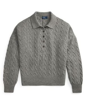 Polo Ralph Lauren Jumper Polo Knitted Long Sleeve Shirt - Grey