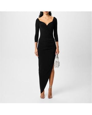Norma Kamali Off Shoulder Side Drape Maxi Dress - Black