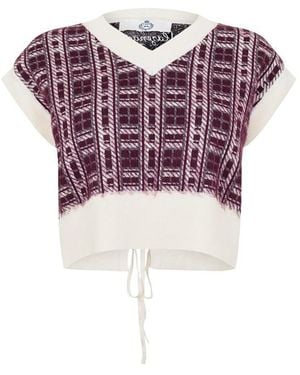 Slazenger Off-Court Off-Court Post-Match Plaid Knitted Vest - Purple