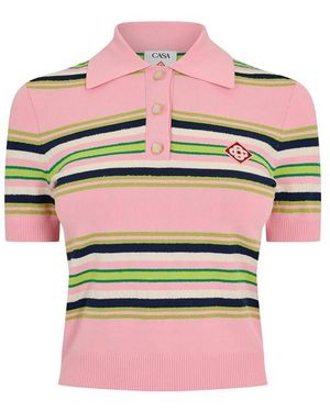 CASABLANCA Fitted Short Sleeve Polo Shirt - Pink
