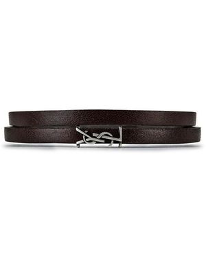 Saint Laurent Cassandre Double-wrap Bracelet - Brown