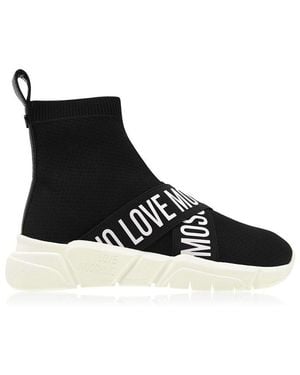 Love Moschino Strap Sock Runners - Black