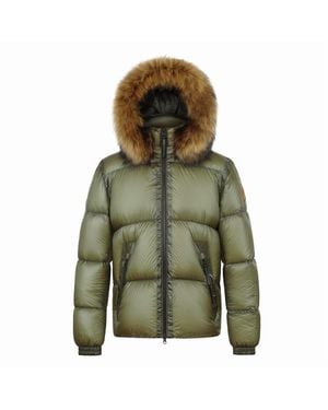 ARCTIC ARMY Puffer Og Hooded Long Sleeve Short Puffer Jacket - Green