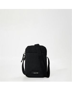 Calvin Klein Embossed Woven Reporter Bag - Black