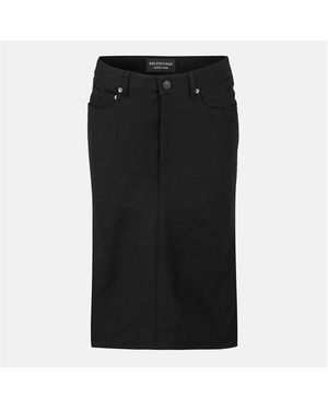Balenciaga Denim Mid-Rise Skirt - Black
