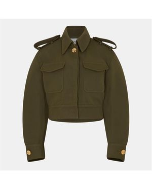 Givenchy Cocoon Utility Cotton Cropped Long Sleeve Hybrid Jacket - Green