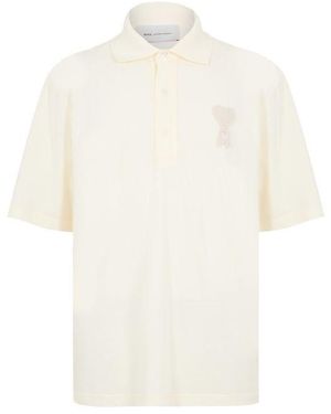 Ami Paris Short Sleeve Polo Shirt - White