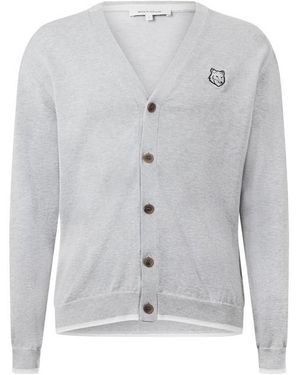 Maison Kitsuné Bold Fox Head Patch Regular Cardigan - Grey