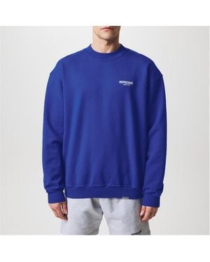 Represent Rep Owners Club Vintage-Inspired Sweatshirt - Blue
