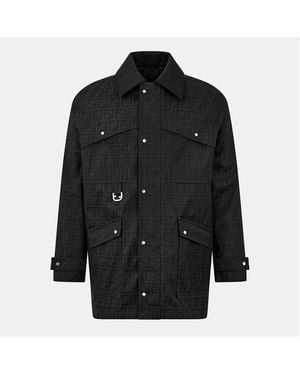 Fendi Logo Blouson Long Sleeve Coach Jacket - Black