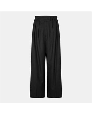 Anine Bing High-Rise Relaxed Wide Leg Trousers - Black