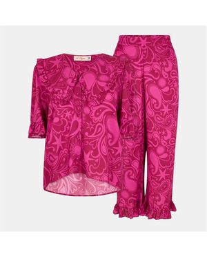 It's 9pm Selene Paisl Long Sleeve Pyjama Set - Pink