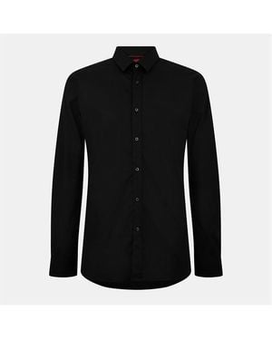 HUGO Elisha Long Sleeve Plain Shirt - Black