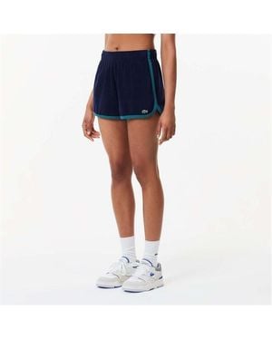 Lacoste S/ladies Terrycloth Contrast Detail Shorts - Blue