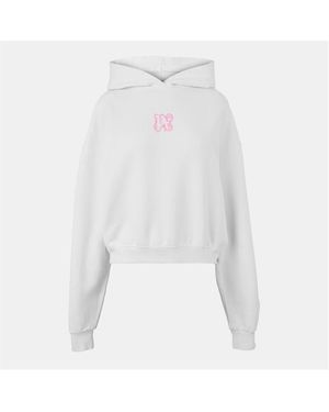 Palm Angels Neon Cropped Pull Over Hoodie - White