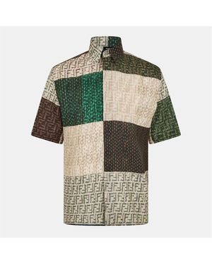 Fendi Linen Ff Print Shirt - Green