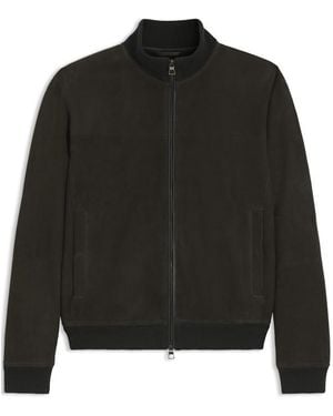 BOSS X Beckham Shearling Long Sleeve Leather Jacket - Black