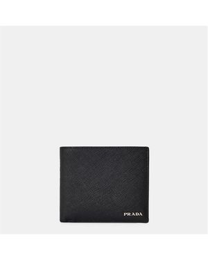 Prada Logo Slim Profile Billfold Wallet - Black