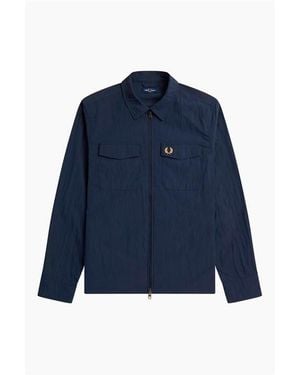 Fred Perry Long Sleeve Zip Overshirt - Blue