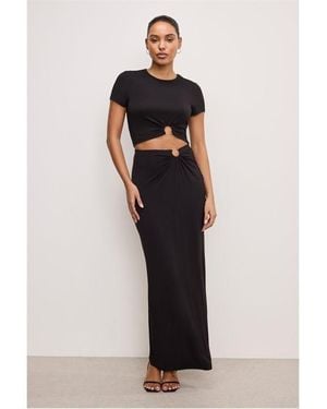 GOOD AMERICAN Stretch High-Rise Maxi Jersey Skirt - Black