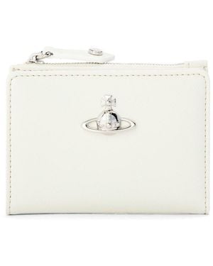 Vivienne Westwood Viv Slimflap Zip Around Purse - White