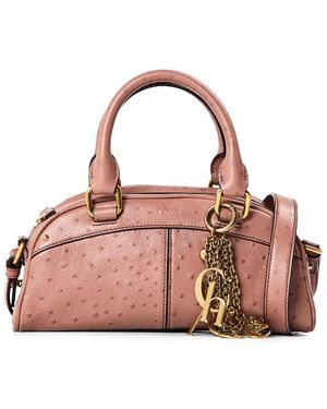 Chloé Ostrich Bowling Top Handle Bag - Pink