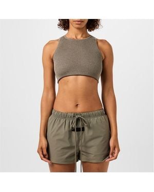 Fear Of God Logo Patch Ribbed Crop Top - Green