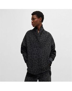 BOSS Naomi X Animal-Print Sweatshirt - Black