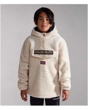 Napapijri Sherpa Fleece Hooded Sweatshirt - Natural