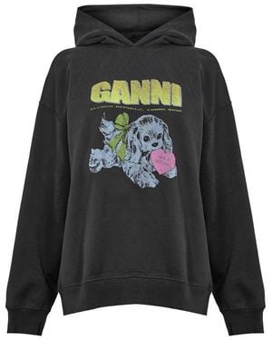 Ganni Isoli Ovrsze Cropped Hoodie - Black