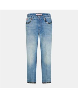 Valentino Solid Straight Leg Jeans - Blue