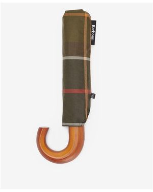 Barbour Tartan Small Wooden Handle Umbrella - Purple