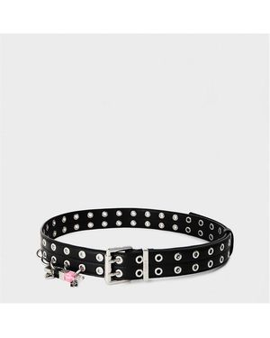 Ganni Eyelet Leather Belt - Black