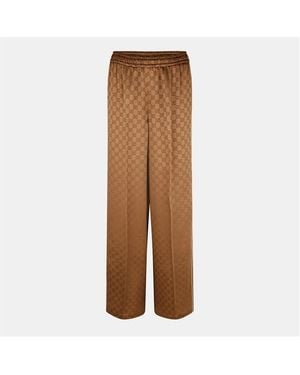 Gucci Gg Jacquard Wide Leg Trousers - Natural