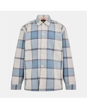 BOSS Checked Soft Flannel Overshirt (Locky) - Blue