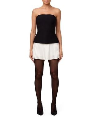 Naked Wardrobe Pleated Tube Contrast Mini Dress - Black