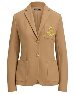Ralph Lauren Anfisa Cotton Long Sleeve Monogram Blazer - Natural