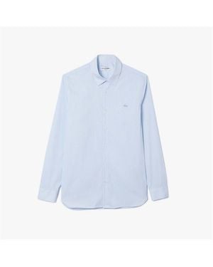 Lacoste Slim-Fit Plaid Poplin Shirt - Blue