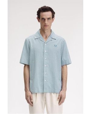 Fred Perry Gingham Short Sleeve Shirt - Blue
