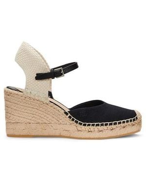 Ralph Lauren Contrast Wedge Espadrille Sandals - Black