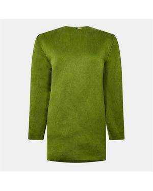 Saint Laurent Double Satin Mini Dress - Green