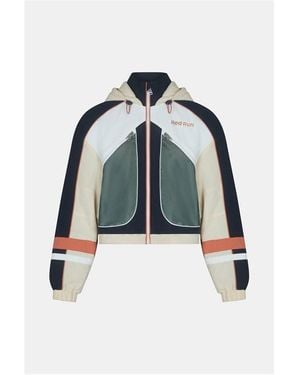 Red Run Hooded Nylon Track Jacket - Blue