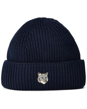 Maison Kitsuné Fox Hooded Large Beanie - Blue
