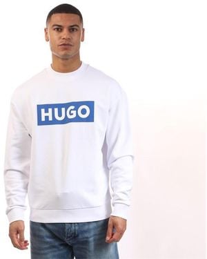 HUGO Niero Logo Print Crewneck Sweatshirt - White